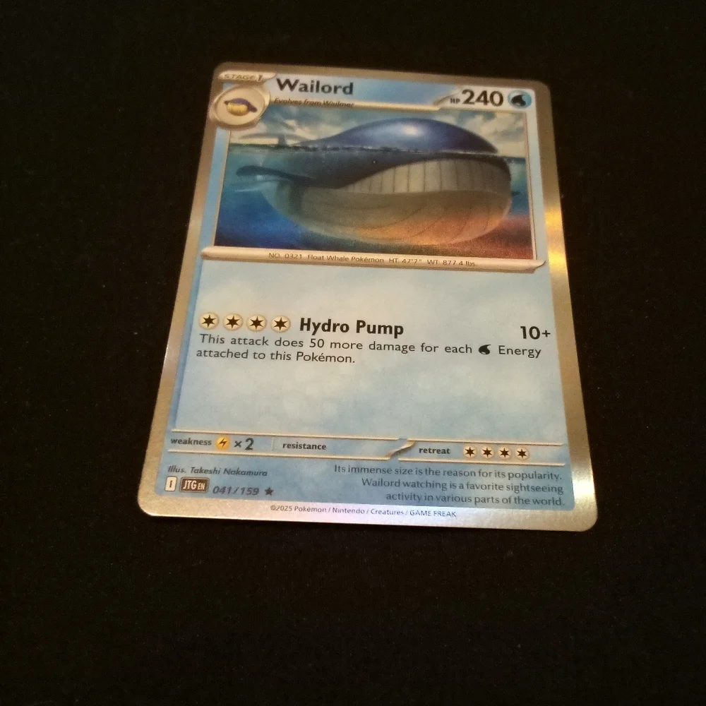 Pokemon Wailord 041/159 Journey Together Reverse Holo Rare